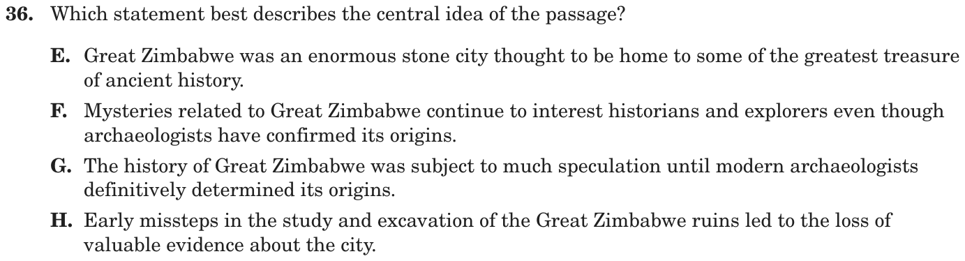 Question 36 as printed on page 69 of the DOE handbook.