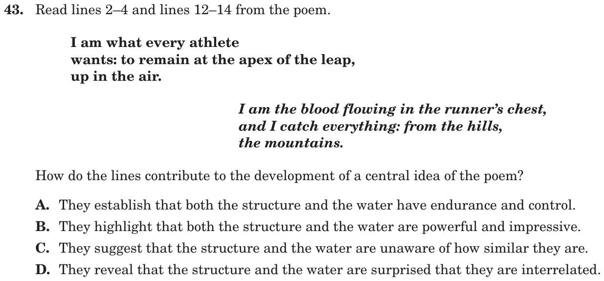 Question 43 as printed on page 73 of the DOE handbook.