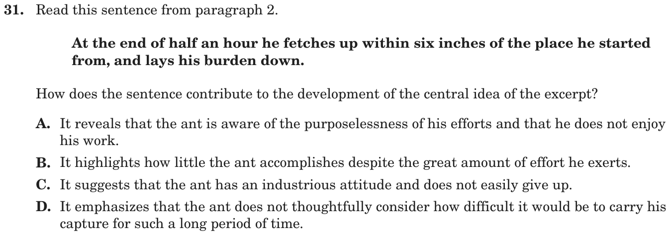 Question 31 as printed on page 65 of the DOE handbook.