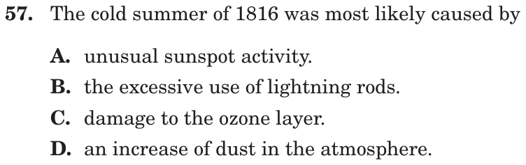 Question 57 as printed on page 78 of the DOE handbook.