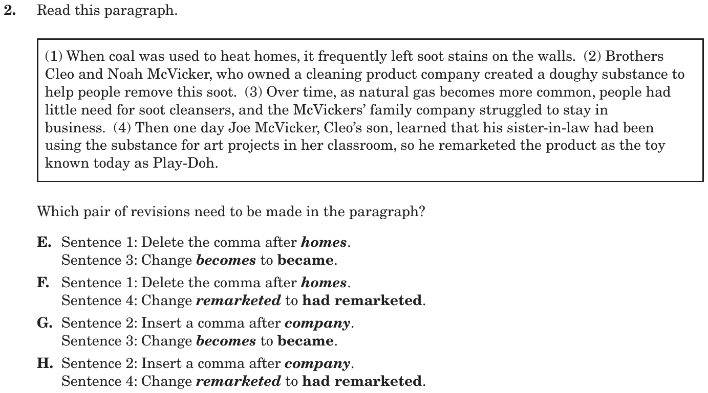 Question 2 as printed on page 47 of the DOE handbook.
