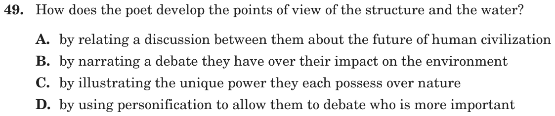 Question 49 as printed on page 75 of the DOE handbook.
