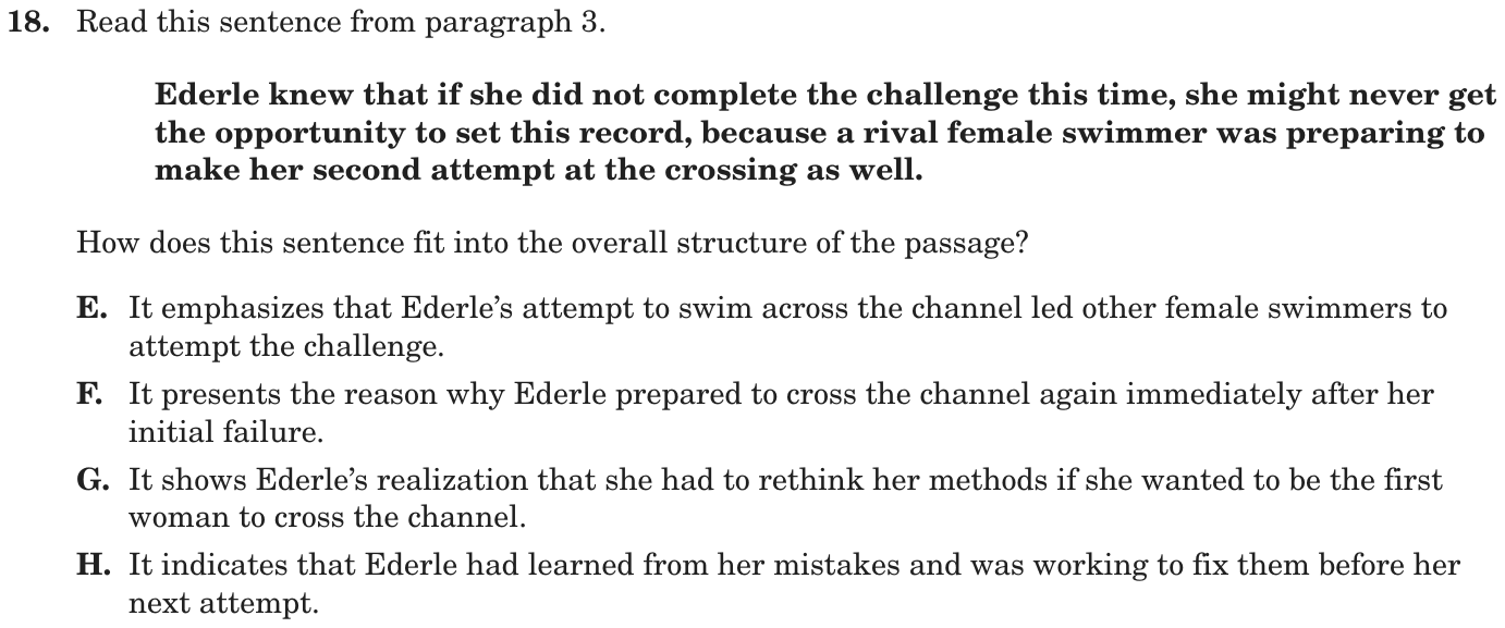 Question 18 as printed on page 58 of the DOE handbook.