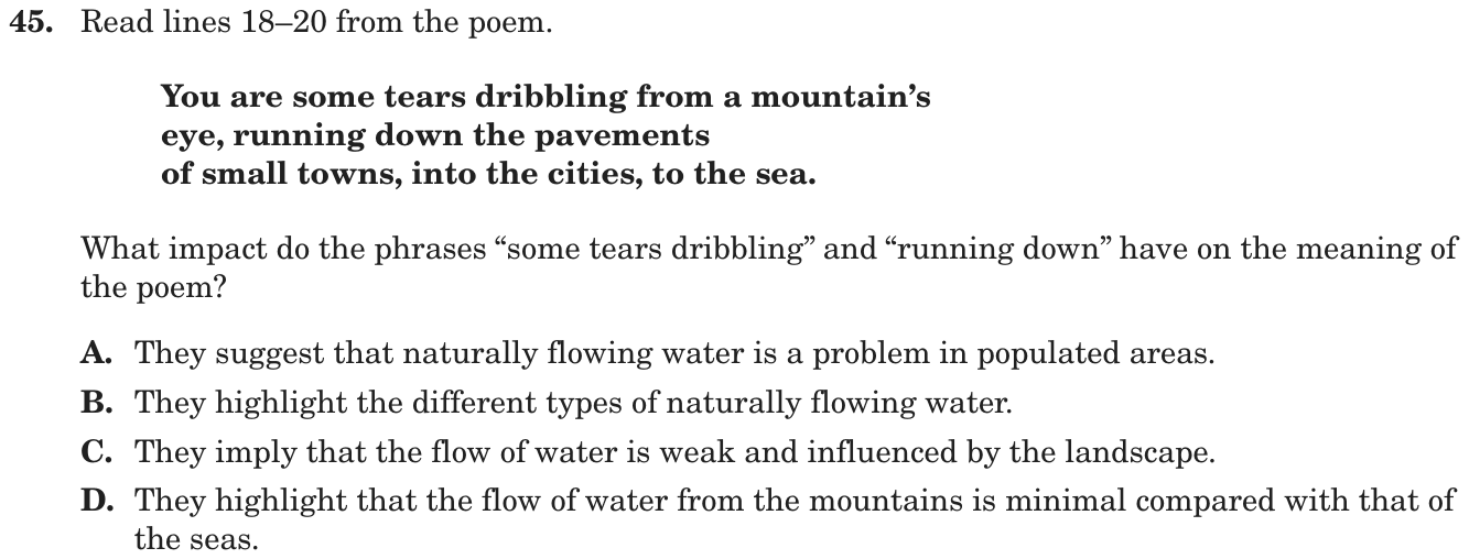 Question 45 as printed on page 74 of the DOE handbook.