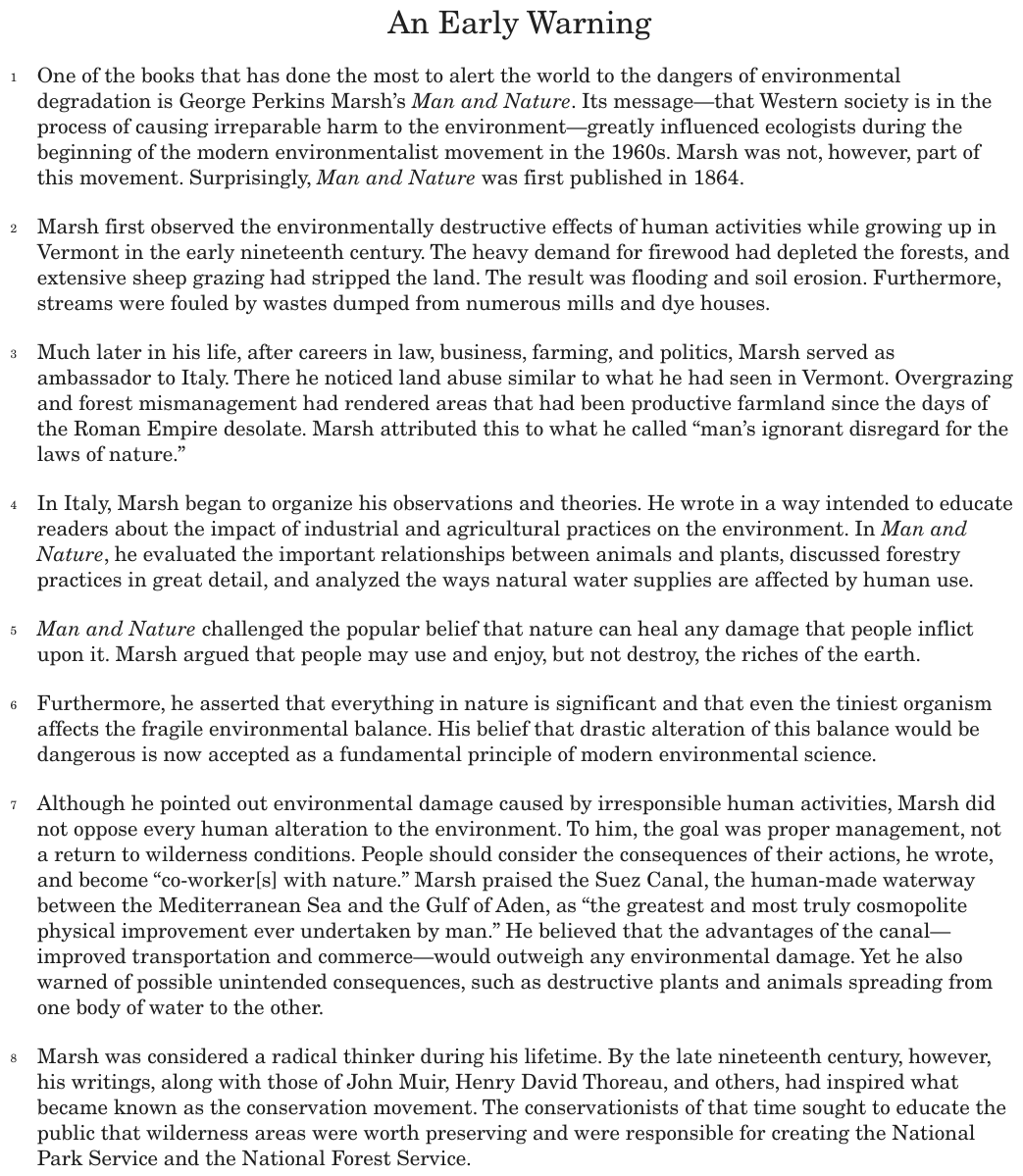 The passage “An Early Warning” as printed on page 52 of the DOE handbook.