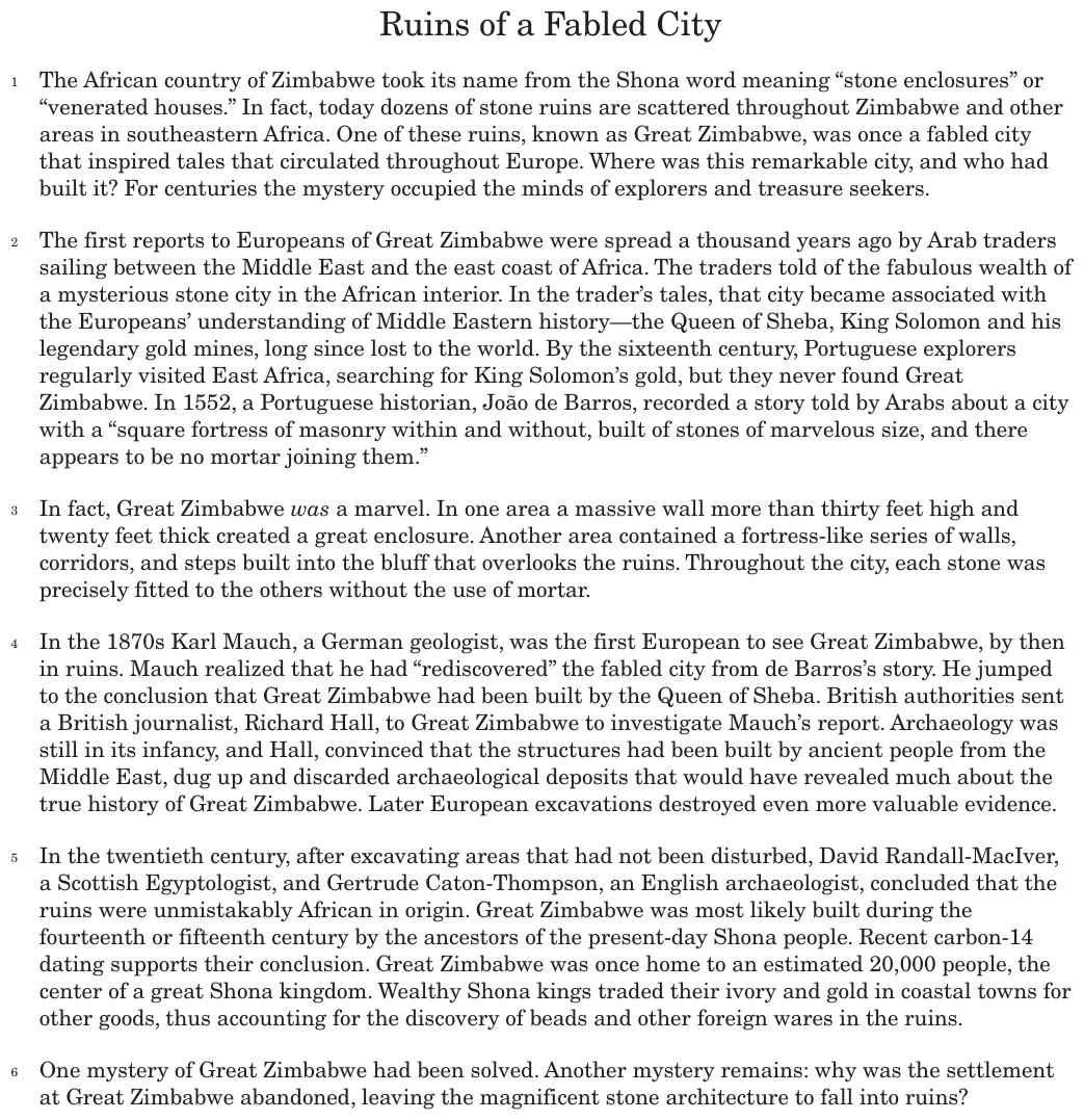 The passage “Ruins of a Fabled City” as printed on page 68 of the DOE handbook.