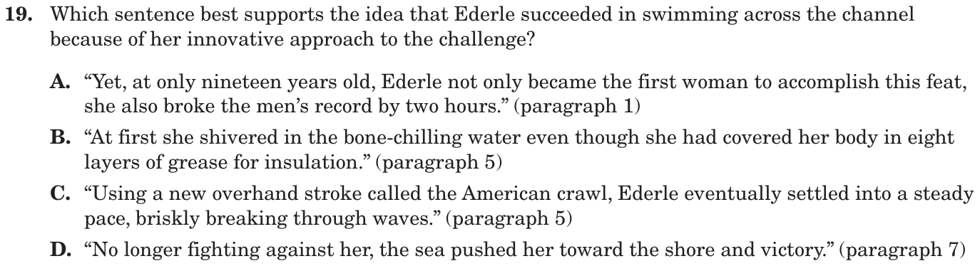 Question 19 as printed on page 58 of the DOE handbook.