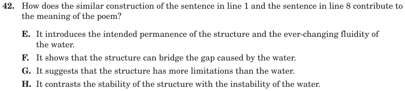 Question 42 as printed on page 73 of the DOE handbook.