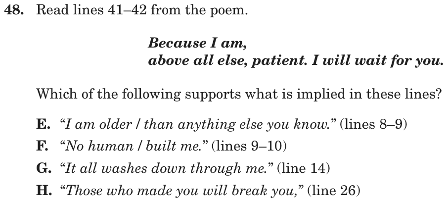 Question 48 as printed on page 74 of the DOE handbook.