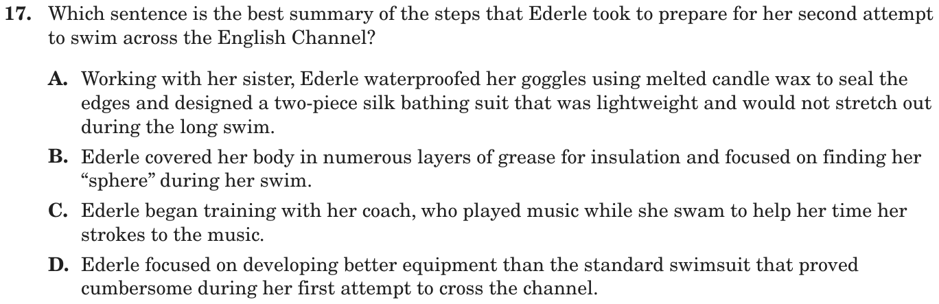 Question 17 as printed on page 58 of the DOE handbook.