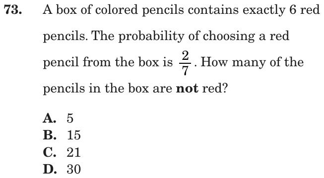 Question 73 as printed on page 84 of the DOE handbook.