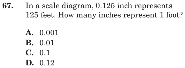 Question 67 as printed on page 82 of the DOE handbook.