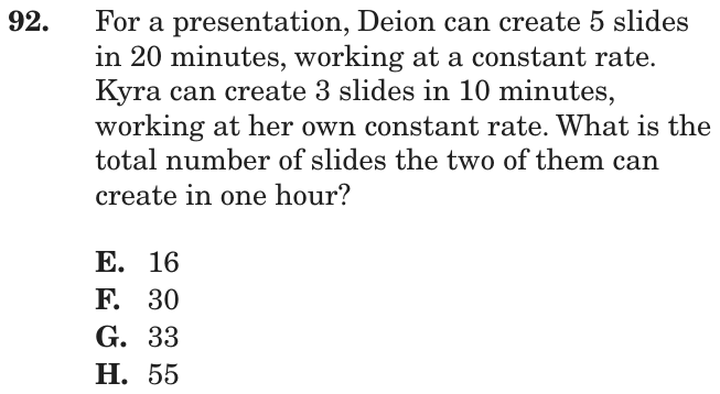 Question 92 as printed on page 87 of the DOE handbook.
