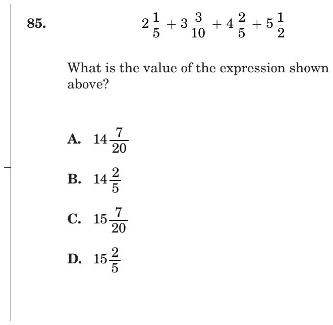 Question 85 as printed on page 86 of the DOE handbook.
