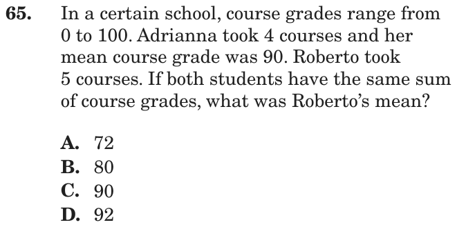 Question 65 as printed on page 82 of the DOE handbook.