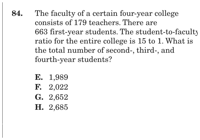 Question 84 as printed on page 86 of the DOE handbook.