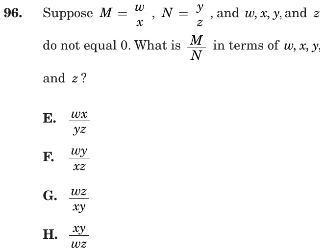 Question 96 as printed on page 88 of the DOE handbook.