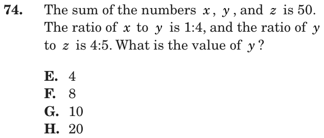 Question 74 as printed on page 84 of the DOE handbook.