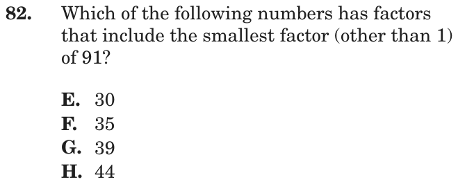 Question 82 as printed on page 86 of the DOE handbook.