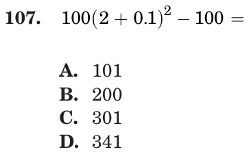 Question 107 as printed on page 90 of the DOE handbook.