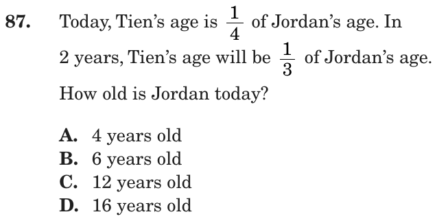 Question 87 as printed on page 87 of the DOE handbook.
