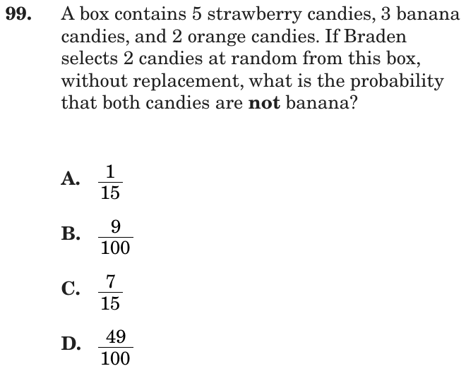 Question 99 as printed on page 89 of the DOE handbook.
