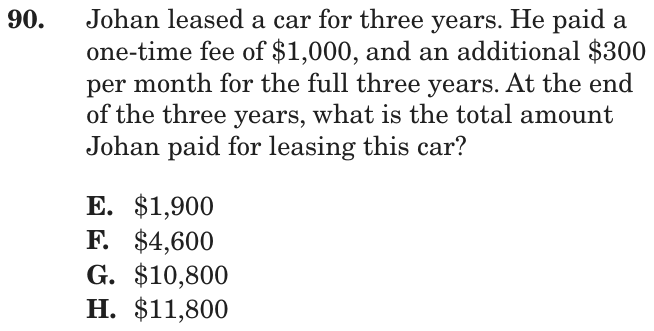 Question 90 as printed on page 87 of the DOE handbook.