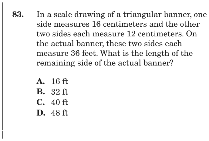 Question 83 as printed on page 86 of the DOE handbook.