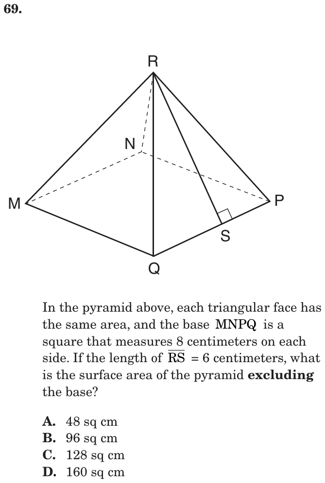 Question 69 as printed on page 83 of the DOE handbook.