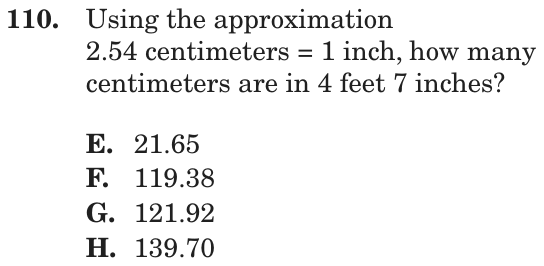 Question 110 as printed on page 91 of the DOE handbook.