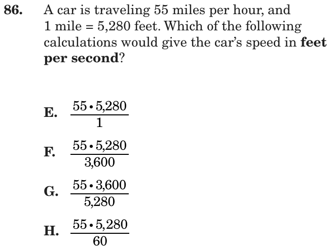 Question 86 as printed on page 87 of the DOE handbook.