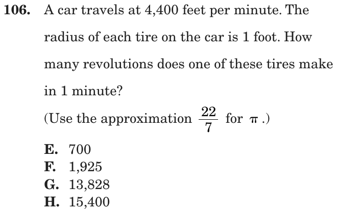 Question 106 as printed on page 90 of the DOE handbook.