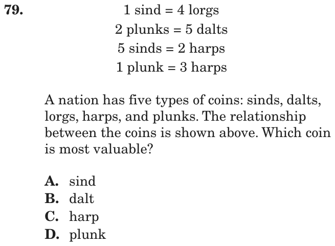 Question 79 as printed on page 85 of the DOE handbook.