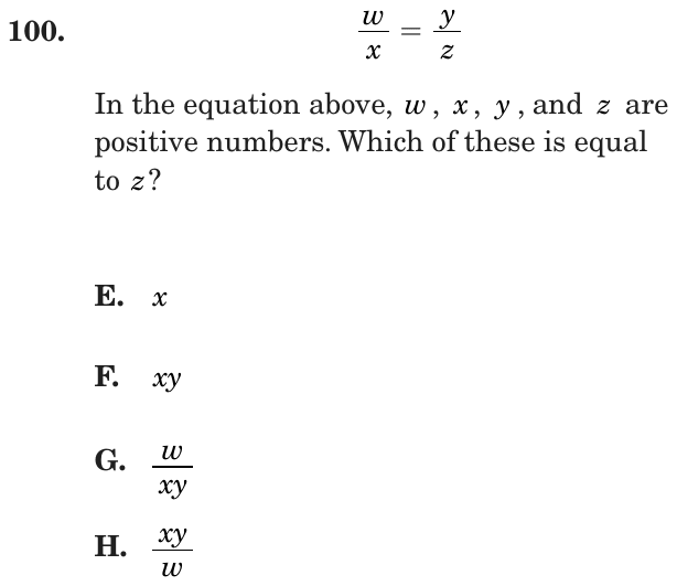 Question 100 as printed on page 89 of the DOE handbook.
