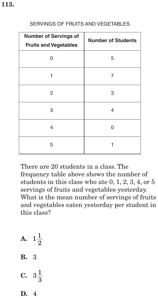 Question 113 as printed on page 92 of the DOE handbook.