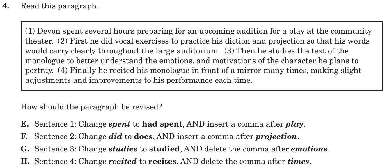 Question 4 as printed on page 118 of the DOE handbook.