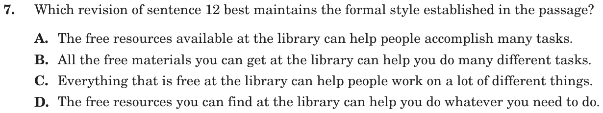 Question 7 as printed on page 121 of the DOE handbook.