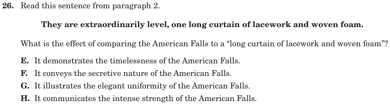 Question 26 as printed on page 135 of the DOE handbook.