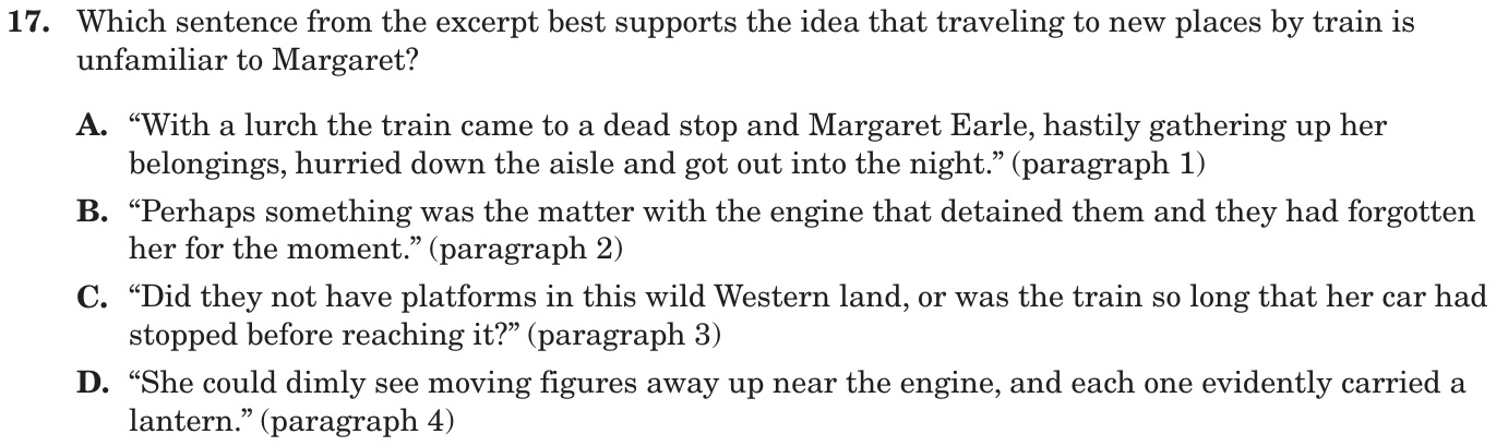 Question 17 as printed on page 130 of the DOE handbook.