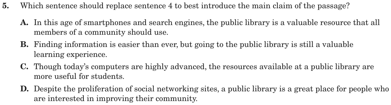 Question 5 as printed on page 121 of the DOE handbook.