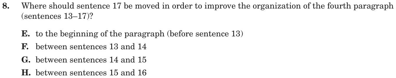 Question 8 as printed on page 122 of the DOE handbook.