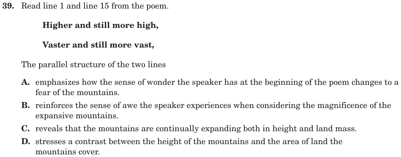 Question 39 as printed on page 143 of the DOE handbook.