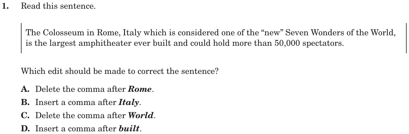 Question 1 as printed on page 116 of the DOE handbook.