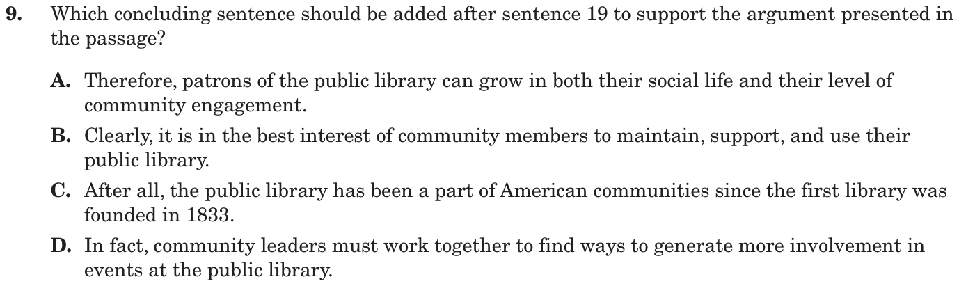 Question 9 as printed on page 122 of the DOE handbook.