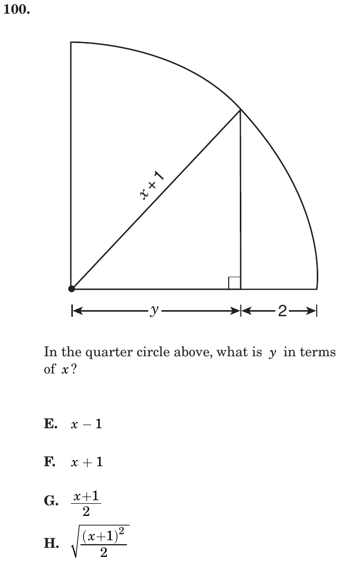 Question 100 as printed on page 161 of the DOE handbook.