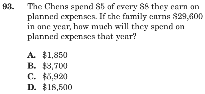 Question 93 as printed on page 159 of the DOE handbook.