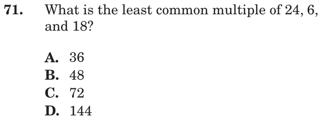 Question 71 as printed on page 155 of the DOE handbook.