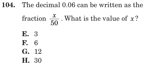 Question 104 as printed on page 162 of the DOE handbook.