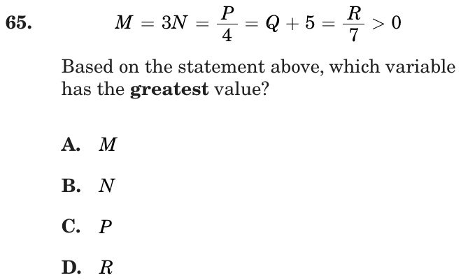 Question 65 as printed on page 154 of the DOE handbook.
