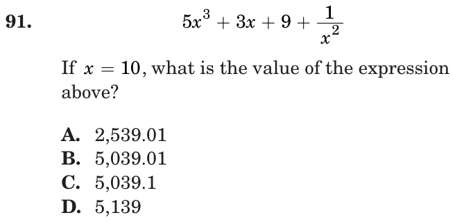 Question 91 as printed on page 159 of the DOE handbook.